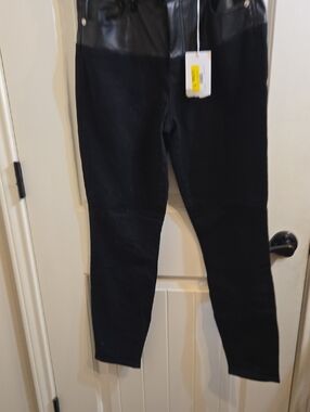 Dear John Black Faux Leather Trim Pants